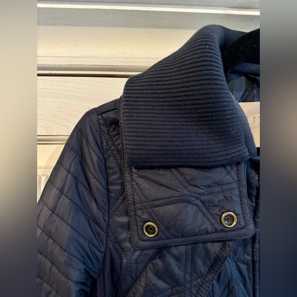 BURBERRY BRIT Womens Quilted Patchwork Puffer Jacket Coat Navy Blue, Small - Picture 7 of 16